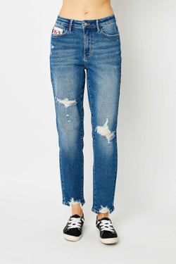 Cute Judy Blue Full Size Distressed Slim Jeans1