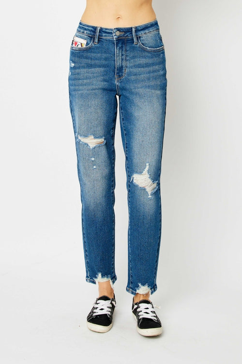 Cute Judy Blue Full Size Distressed Slim Jeans1