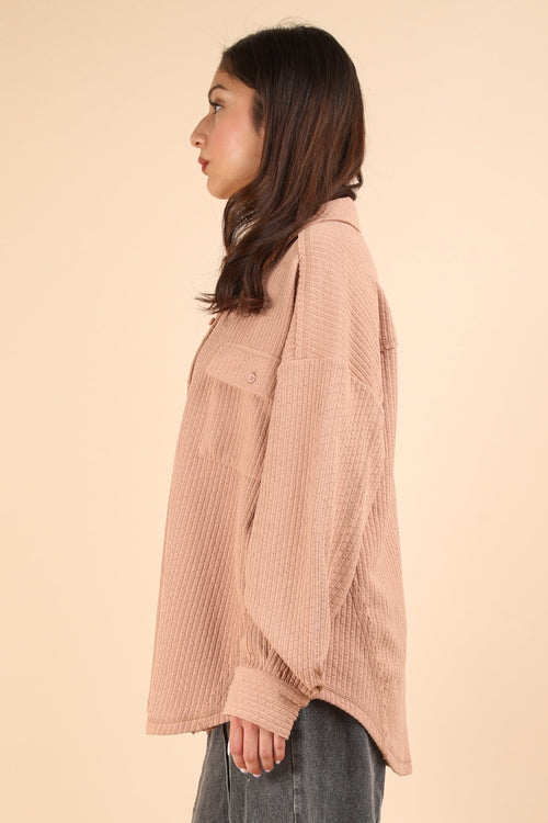 Cute VERY J Button Down Textured Knit Shacket