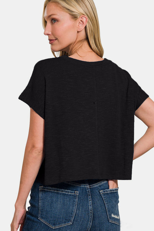 Cute Zenana Round Neck Short Sleeve Crop T-Shirt