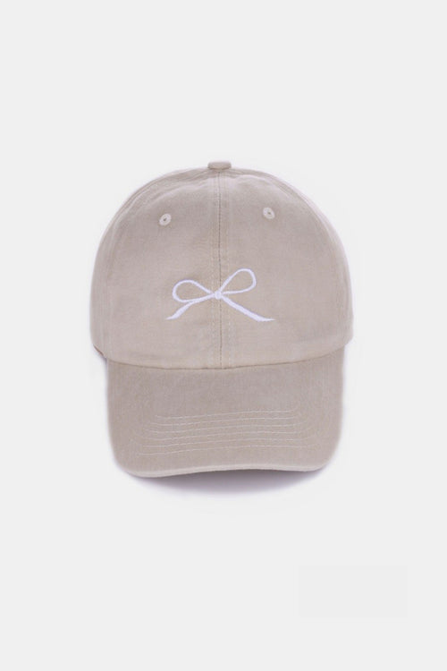 Cute Zenana Bow Embroidered Washed Cotton Caps