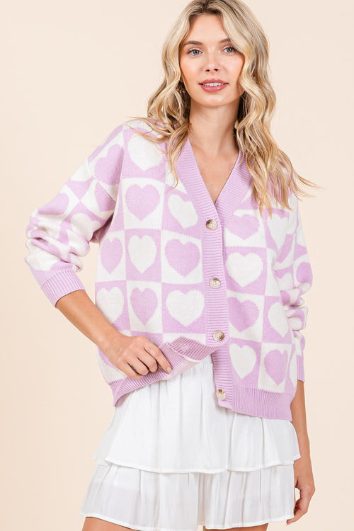 Cute Mittoshop Checkered Heart Button Down Cardigan