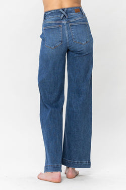 Cute Judy Blue Full Size Double Button Wide Leg Jeans