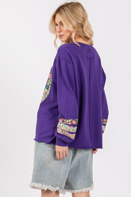 Cute SAGE+FIG Peace Applique Patch Long Sleeve Top