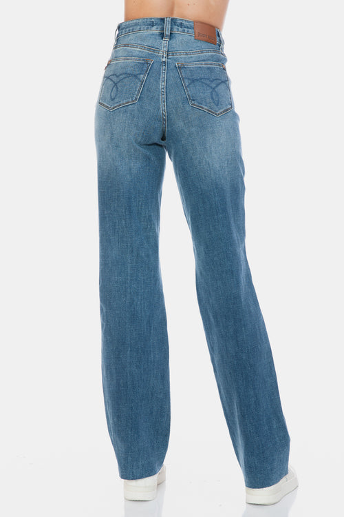 Cute Judy Blue Full Size Tummy Control Cut Raw Hem Straight Jeans