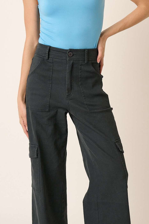 Cute Mittoshop Wide Leg High Waist Pants with Cargo Pockets