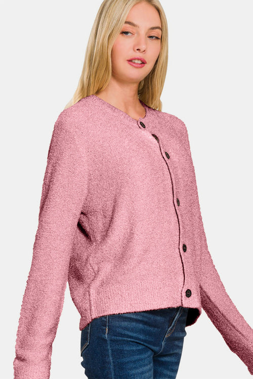 Cute Zenana Button Down Long Sleeve Sweater Cardigan