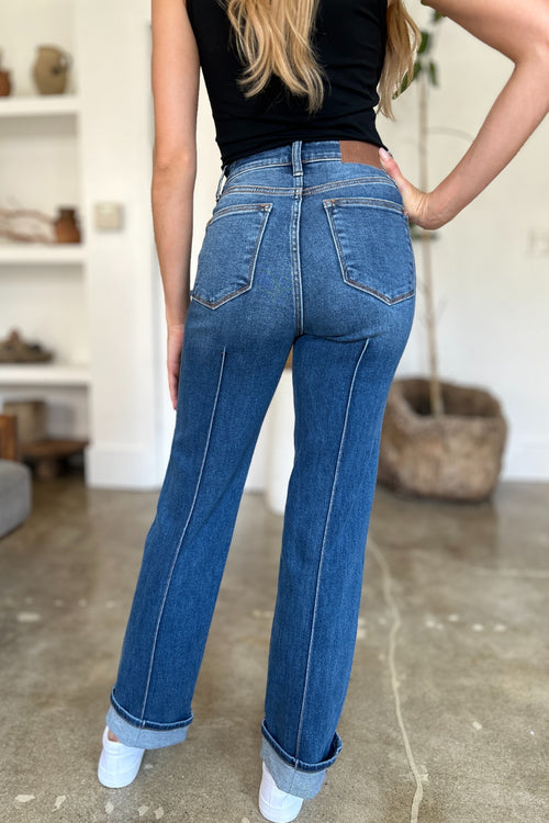 Cute Judy Blue Full Size High Waist Front Seam Detail Straight Jeans