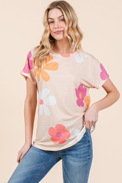 Cute BOMBOM Floral Short Sleeve T-Shirt3