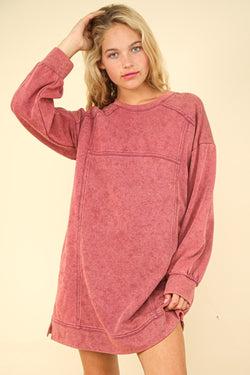 Cute VERY J Mineral Washed Oversized Sweatshirt Mini Dress