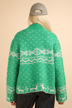 Cute VERY J Christmas Element Mock Neck Long Sleeve Sweater