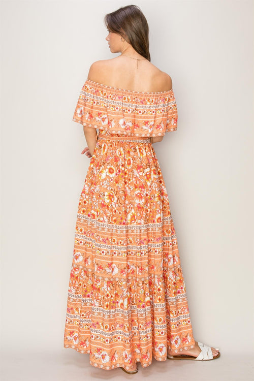 Cute HYFVE Floral Off-Shoulder Tie Front Maxi Dress