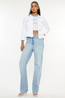 Cute Kancan Distressed High Waist Straight Jeans