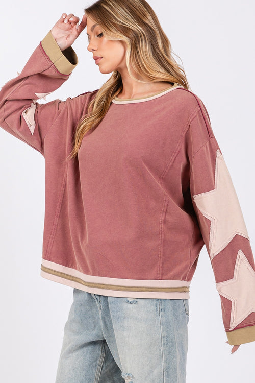 Cute SAGE + FIG French Terry Star Applique Patch Sweatshirt