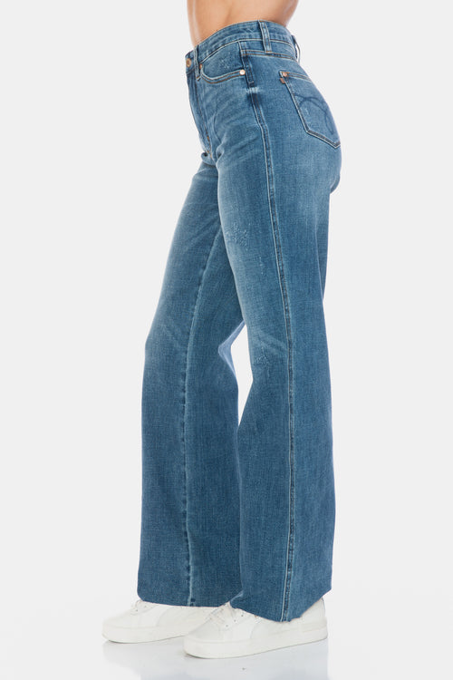 Cute Judy Blue Full Size Tummy Control Cut Raw Hem Straight Jeans