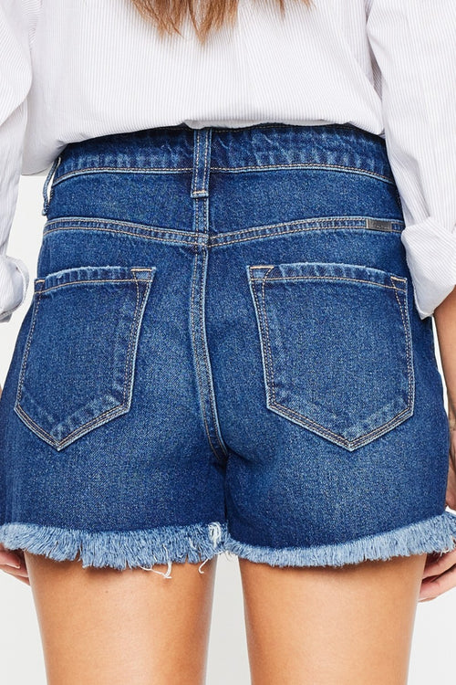 Cute Kancan High Rise Frayed Hem Denim Shorts6