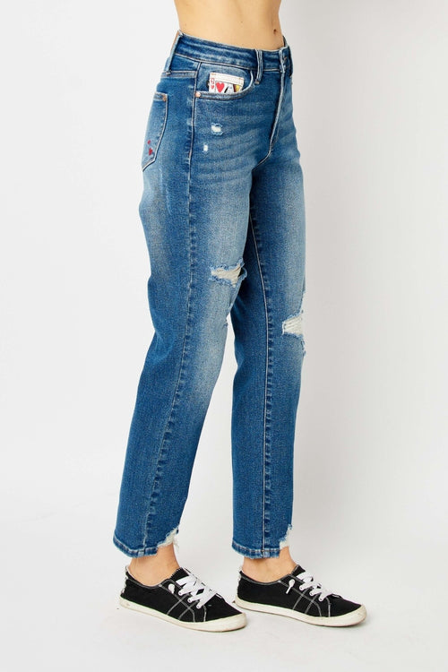 Cute Judy Blue Full Size Distressed Slim Jeans4