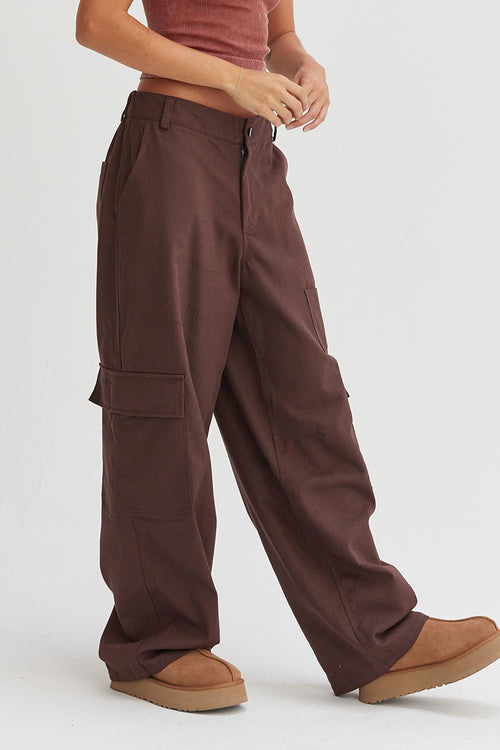 Cute HYFVE Elastic Waist Wide-Leg Cargo Pants