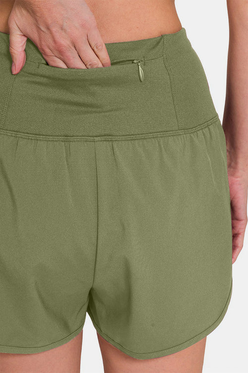 Cute Zenana High-Waisted Zippered Back Pocket Active Shorts