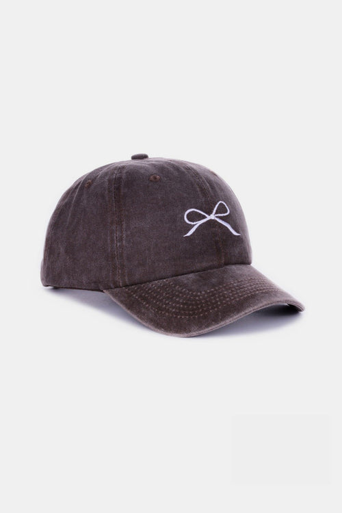 Cute Zenana Bow Embroidered Washed Cotton Caps