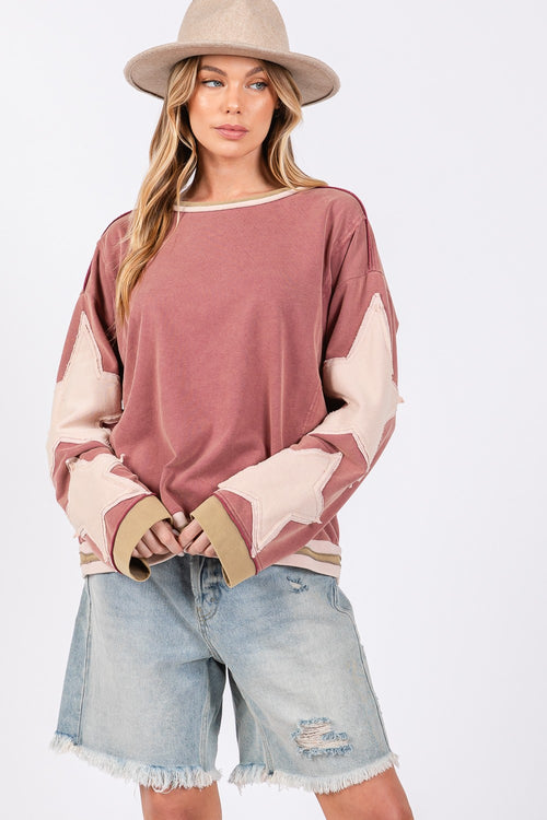 Cute SAGE + FIG French Terry Star Applique Patch Sweatshirt