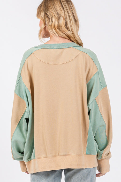 Cute SAGE + FIG Color Block Round Neck Sweatshirt