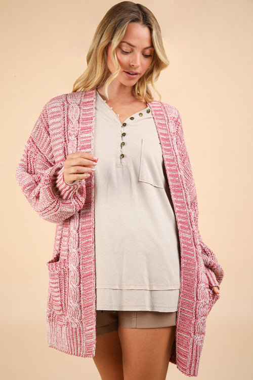 Cute VERY J Cable Knit Open Front Cardigan