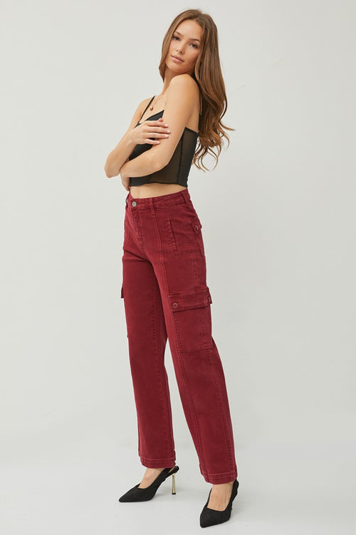 Cute RISEN Full Size High Rise Wide Leg Cargo Jeans