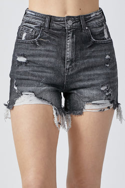 Cute RISEN Full Size High Rise Distressed Denim Shorts