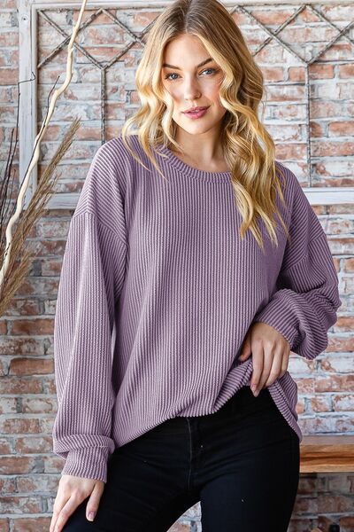 Cute Heimish Full Size Round Neck Dropped Shoulder Blouse 1