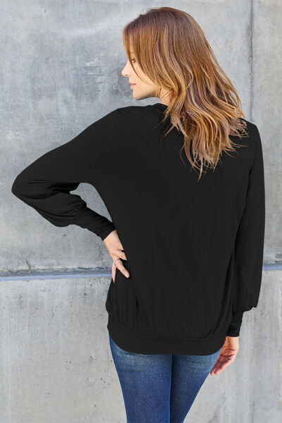 Cute Basic Bae Full Size V-Neck Lantern Sleeve Blouse 9