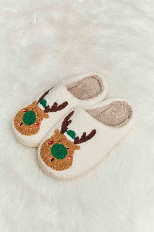 Cute Melody Rudolph Print Plush Slide Slippers10