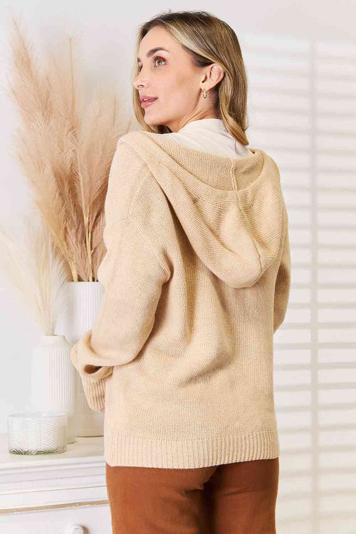 Cute Woven Right Button-Down Long Sleeve Hooded Sweater