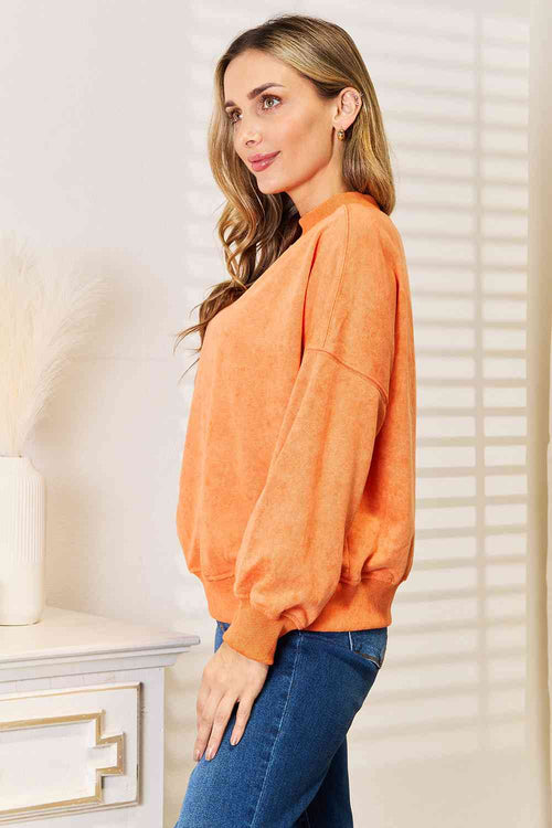 Cute Basic Bae Round Neck Dropped Shoulder Sweatshirt 3