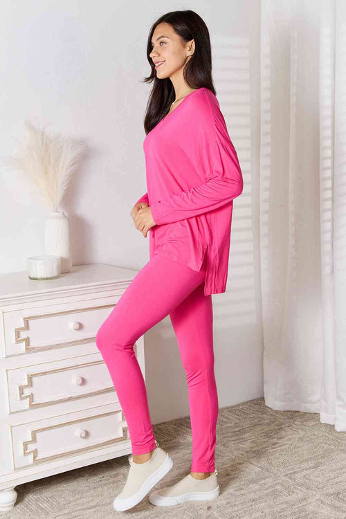 Cute Basic Bae Full Size V-Neck Soft Rayon Long Sleeve Top and Pants Lounge Set 4