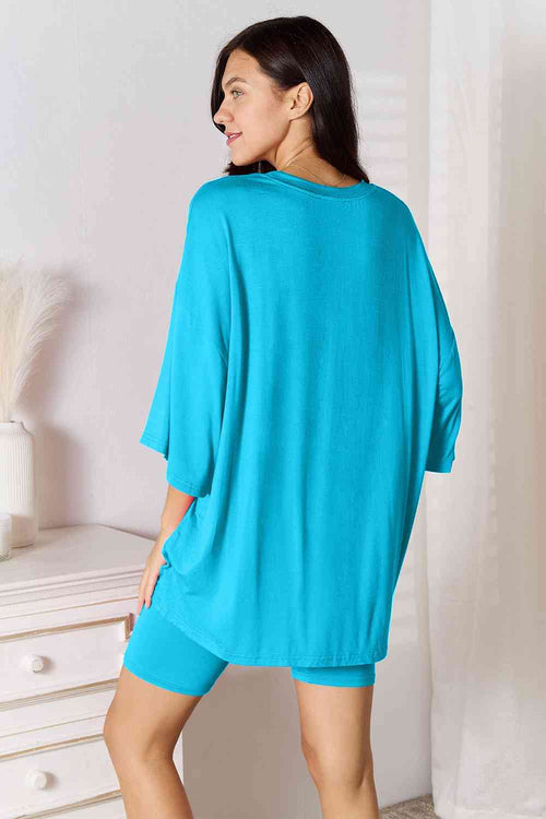 Cute Basic Bae Full Size Soft Rayon Three-Quarter Sleeve Top and Shorts Set 14