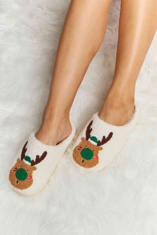 Cute Melody Rudolph Print Plush Slide Slippers8