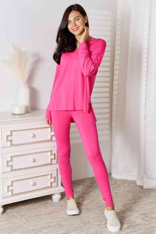 Cute Basic Bae Full Size V-Neck Soft Rayon Long Sleeve Top and Pants Lounge Set 3