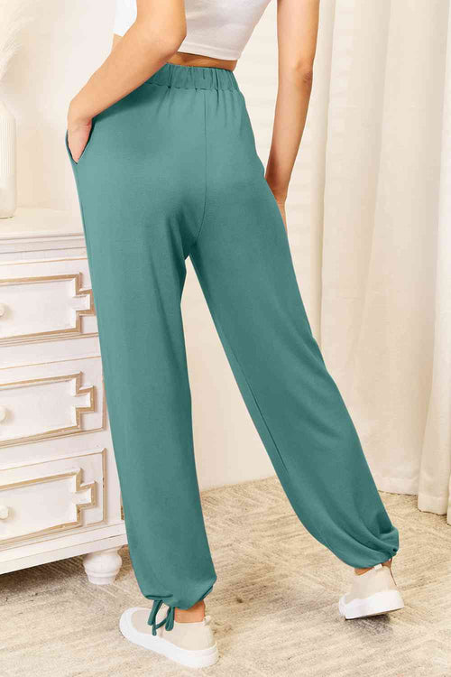 Cute Basic Bae Full Size Soft Rayon Drawstring Waist Pants with Pockets 4