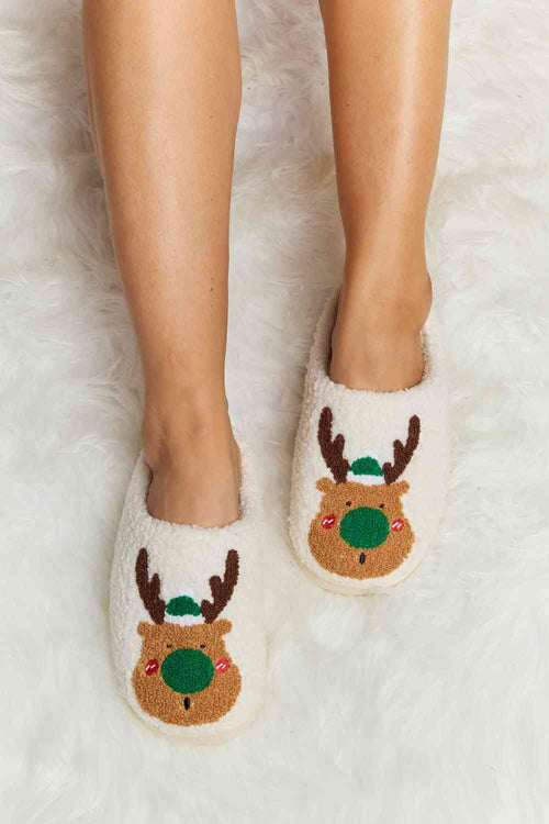 Cute Melody Rudolph Print Plush Slide Slippers7