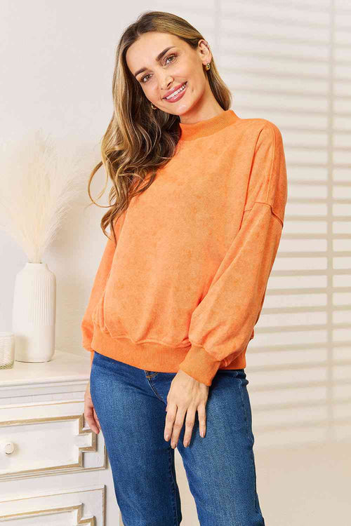 Cute Basic Bae Round Neck Dropped Shoulder Sweatshirt 1