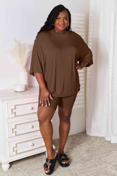 Cute Basic Bae Full Size Soft Rayon Three-Quarter Sleeve Top and Shorts Set 7