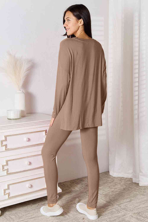 Cute Basic Bae Full Size V-Neck Soft Rayon Long Sleeve Top and Pants Lounge Set 16