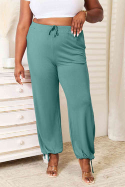 Cute Basic Bae Full Size Soft Rayon Drawstring Waist Pants with Pockets 2