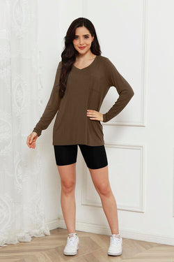 Cute Basic Bae Full Size V-Neck Long Sleeve Top 1