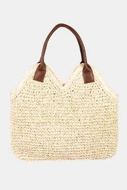 Fame Straw Braided Faux Leather Strap Shoulder Bag