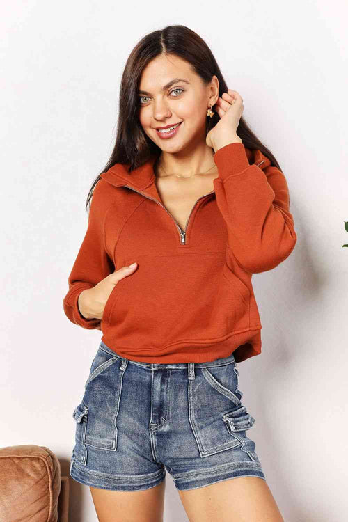 Cute Double Take Half-Zip Long Sleeve Hoodie4