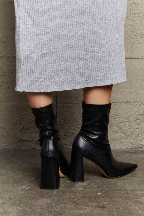 Cute Weeboo Stacy Block Heel Sock Boots