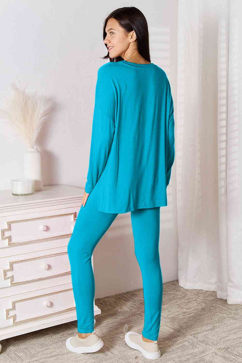 Cute Basic Bae Full Size V-Neck Soft Rayon Long Sleeve Top and Pants Lounge Set 12